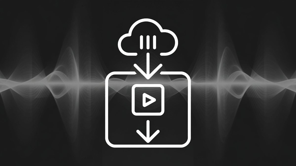 Downloadable audio icon over a waveform