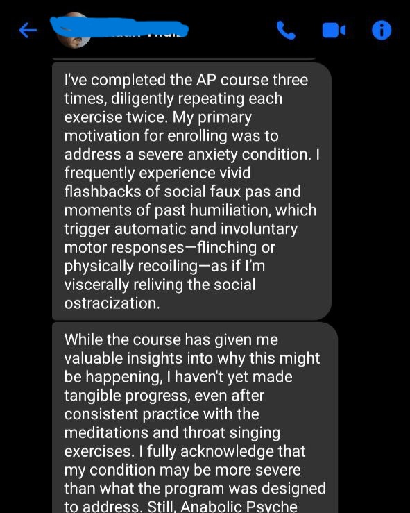 Student message: Anabolic Psyche feels like the closest I've come to understanding this anxiety pattern